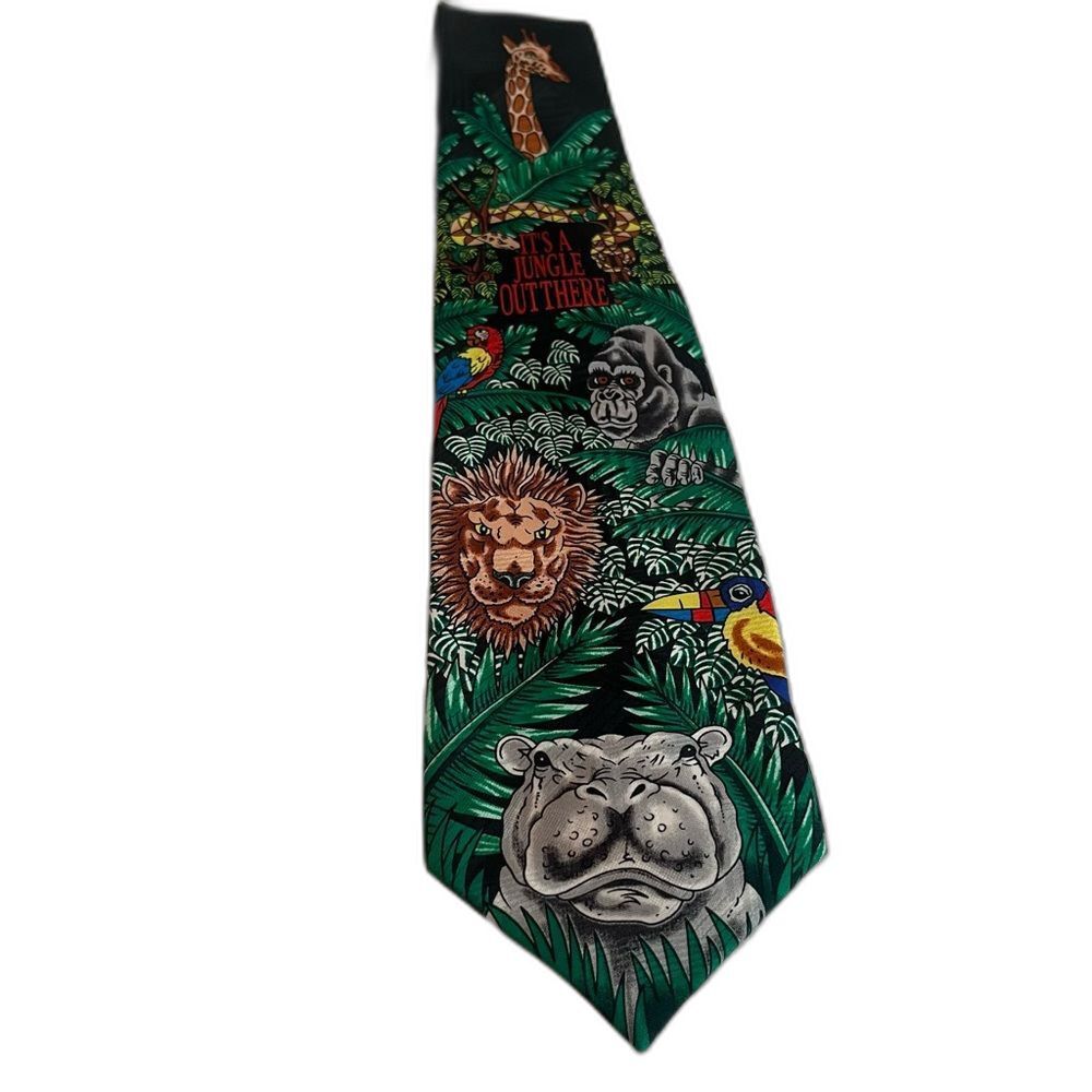 Vintage Daland Designs Jungle Wild Animal Necktie Tie Musical